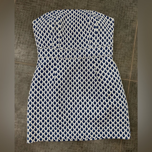 Lilly Pulitzer Strapless Navy & Silver Mermaid Dress Size 4 - Picture 3 of 11